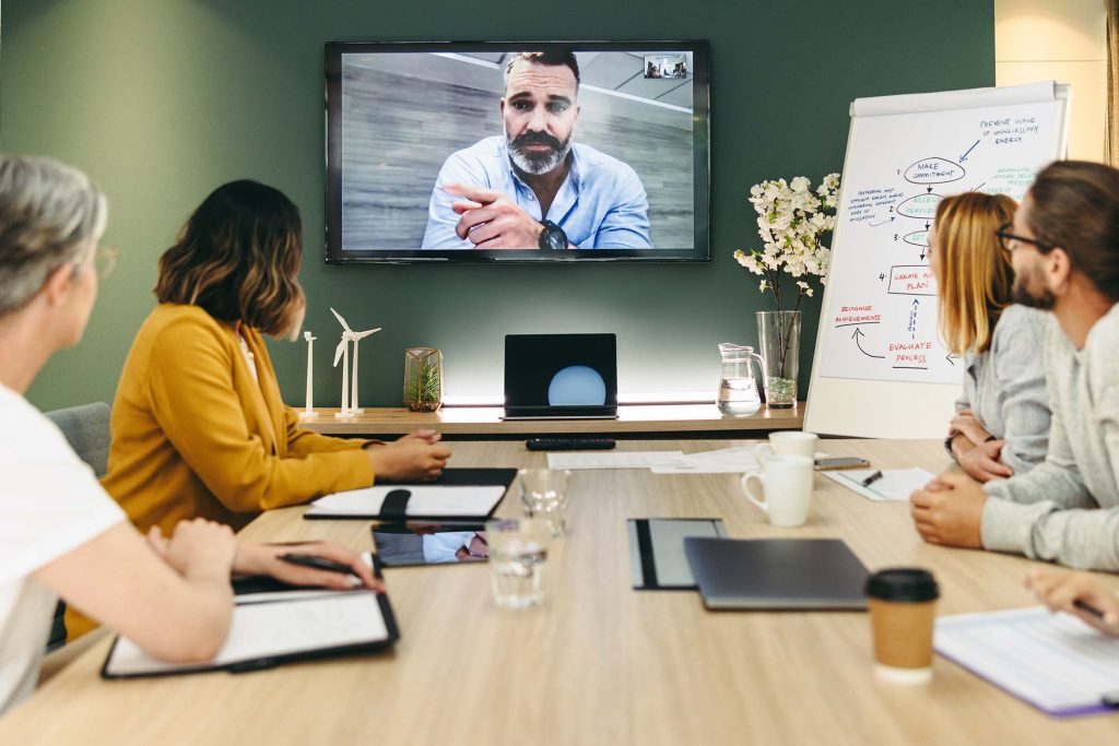Remote Worker having a video conference call with coworkers